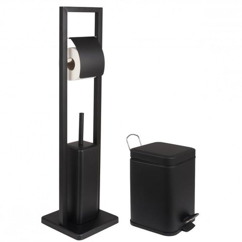 Zestaw łazienkowy czarny kosz na śmieci - wolne opadanie i stojak  WC na Arena.pl