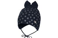 BROEL Aurelia czapka niemowlęca dla dziewczynki kokarda granat 38-40