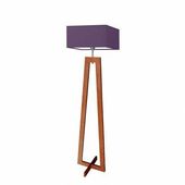 Lampa podłogowa JAWA abażur fioletowy stelaż mahoniowy