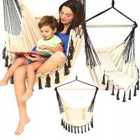 FOTEL WISZĄCY BRAZYLIJSKI BUJANY HUŚTAWKA HAMAK KOKON + 2 PODUSZKI OGRODOWY