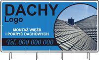 BANER REKLAMOWY 130x80cm z gotowego projektu DACHY MONTAŻ WIĘŹB plandeka