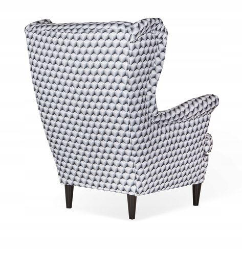 Fotel uszak ARI PRINT z podnóżkiem skandynawski  patchwork na Arena.pl