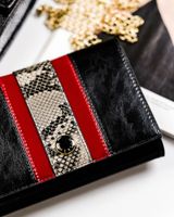 elegancki portfel damski ze wzorem wężowej skóry rfid - peterson