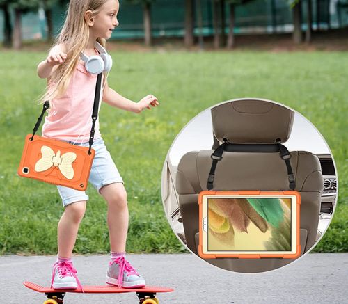 Etui na iPad 10.2" z Podstawką Motyla i Paskiem na Ramię Pomarańczowe na Arena.pl