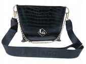 Laura Biaggi - torebka listonoszka czarny krokodyl złoty łańcuszek MG304