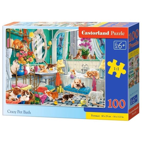 Puzzle 100 crazy pet bath CASTOR zdjęcie 1