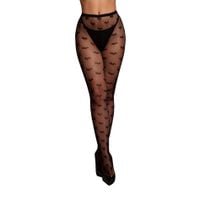 heart patterned tights - one size - black