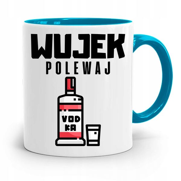 Kubek Błękitny Prezent Dla Wujka Wujek Polewaj Z Nadrukiem Ze Zdjęciem zdjęcie 1