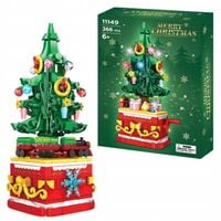 Klocki bożonarodzeniowe choinka z pociągiem w ruchu ozdoba na święta