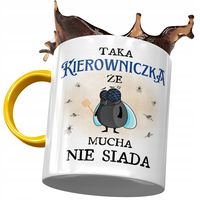 Kubek Żółty Dla Kierowniczki Że Mucha Nie Siada Z Nadrukiem Ze Zdjęciem