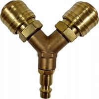 Rozdzielacz trójnik pneumatyczny Y 1/4" szybkozłączki do kompresora Silver