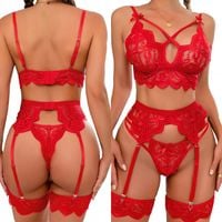 ZMYSŁOWY KOMPLET BIELIZNA KORONKA SEKSOWNY ZESTAW STANIK MAJTKI WALENTYNKI