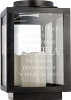 Kapliczka na cmentarz z dedykacją znicz z personalizowanym tekstem grawerem