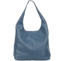 VERA PELLE torebka skórzana worek na ramię z saszetką V517 jeansowa