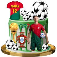 WYDRUK CUKROWY NA TORT JADALNY MASA RONALDO PIŁKA NOŻNA PIŁKARZ ZESTAW CR7