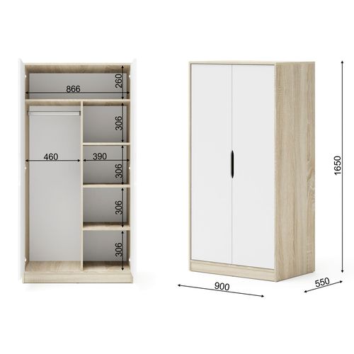 Funkcjonalna szafa Samoa-Fuji 165 cm dąb sonoma / biały mat na Arena.pl
