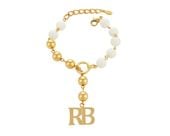 bransoletka z agatów, z literkami z kolekcji rb (b23/kor/179au)