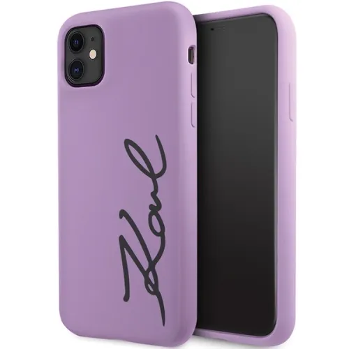 Etui Karl Lagerfeld Silicone Signature na iPhone 11 / Xr - purpurowe na Arena.pl