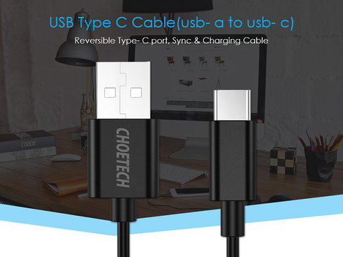 Kabel Choetech usb - usb-c typ C 2.0 czarny na Arena.pl