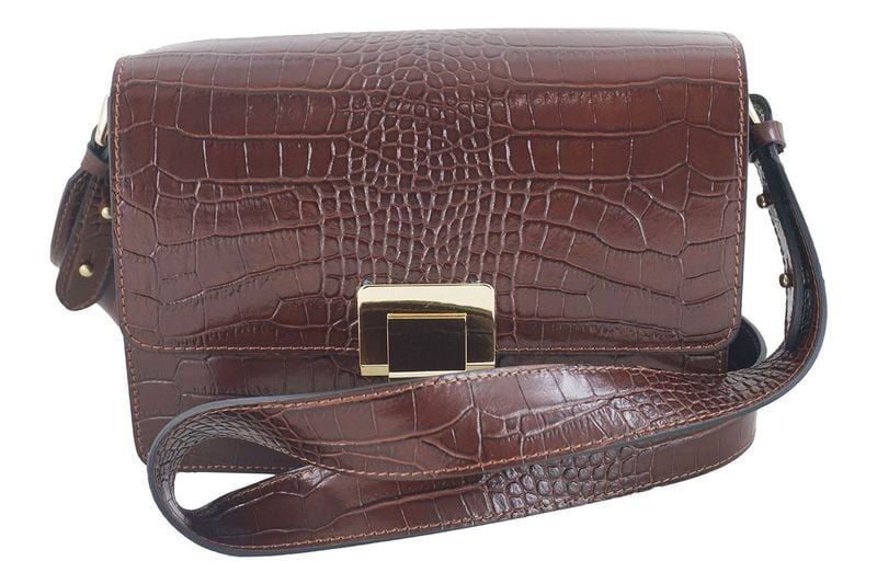 Modna torebka skórzana - CROCO - Brązowa zdjęcie 1