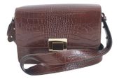 Modna torebka skórzana - CROCO - Brązowa