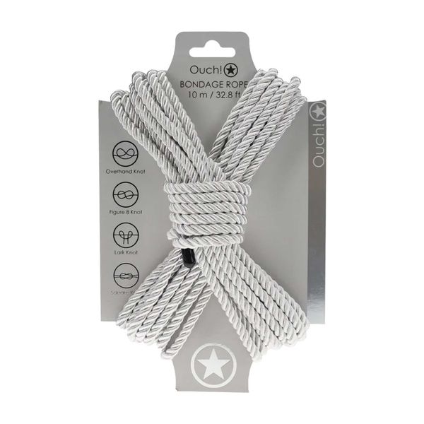 Polyester Bondage Rope - 32.8 Ft / 10 M - Silver zdjęcie 1