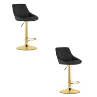 Hoker czarny obrotowy ze złotą bazą tapicerowany 2 szt do kuchni wyspy