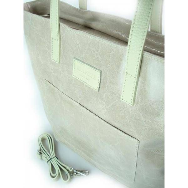 DUŻA TORBA SHOPPER BAG VERA PELLE NA RAMIĘ ŚWIECĄCA WŁOSKA SKÓRA A4 RÓŻ PUDROWY X87RR KEMER zdjęcie 3