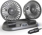 Wentylator samochodowy 12V dwugłowicowy obrotowy 360° na zapalniczkę