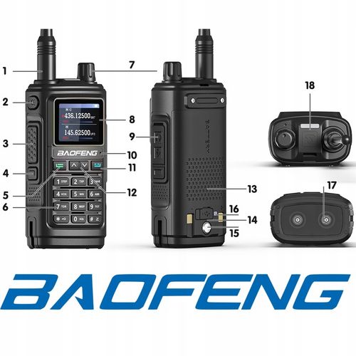 Krótkofalówka Radiotelefon Baofeng UV-17E Walkie Talkie PMR VHF UHF USB-C na Arena.pl
