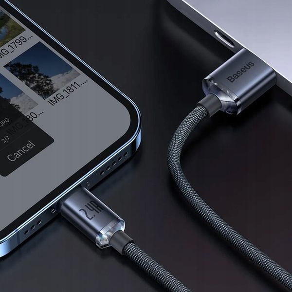 BASEUS KABEL USB DO APPLE LIGHTNING 8-PIN 2,4A 2M CZARNY + GRATIS RYSIK zdjęcie 13