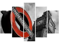 100CM 150CM OBRAZ 5 ELEM LONDYŃSKIE METRO ŚCIENNY