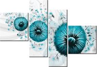 100 70CM OBRAZ 4 ELEM TURKUSOWE DMUCHAWCE 4 DRUK PŁÓTNO RAMA