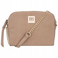 Torebka Damska Listonoszka MONNARI Camel BEŻ ZAMSZ Logo PASEK REGULOWANY
