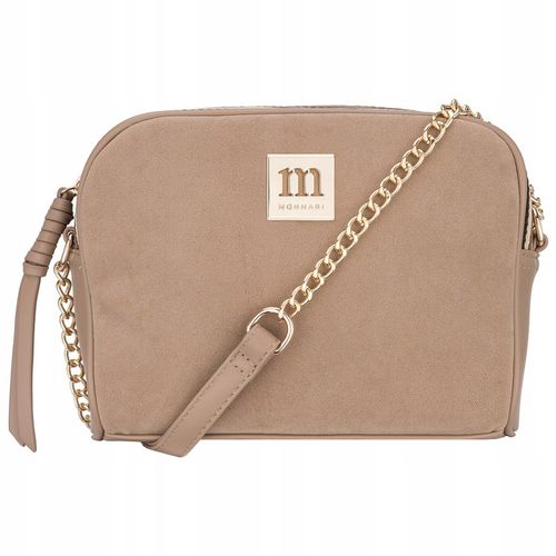 Torebka Damska Listonoszka MONNARI Camel BEŻ ZAMSZ Logo PASEK REGULOWANY na Arena.pl