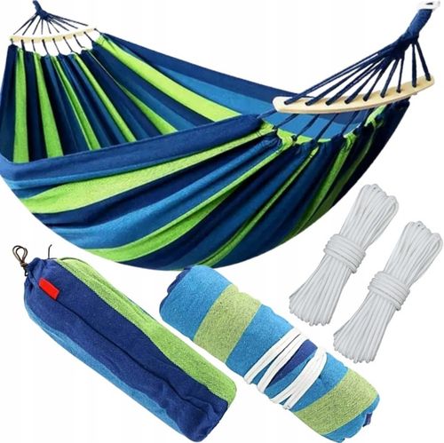 Hamak ogrodowy XXL 265x155cm | 2-osobowy, z pałąkami + torba na Arena.pl