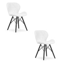 Krzesło białe ekoskóra LAGO nowoczesne nogi czarne jadalnia kuchna x2