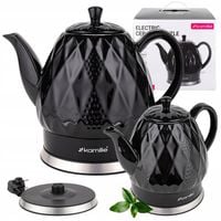 CZAJNIK ELEKTRYCZNY CERAMICZNY BEZPRZEWODOWY KAMILLE 1200 W 1,5 L czarny