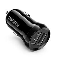 2 x Ugreen ładowarka samochodowa 2x USB 24W 4,8 A (2x 2,4 A) czarny (50875)