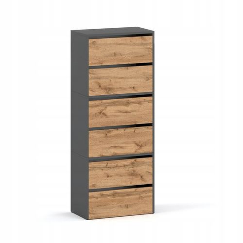 Szafka Na Buty Wysoka Szara Dąb Wotan 6 Półek Bez Siedziska Modułowa na Arena.pl