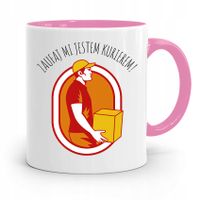 Kubek Różowy Dla Kuriera Zaufaj Mi Jestem Prezent Z Nadrukiem Ze Zdjęciem