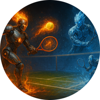 Opłatek na tort KORT TENISOWY Tenis Ziemny Gem Set Mecz Robot Humanoidalny