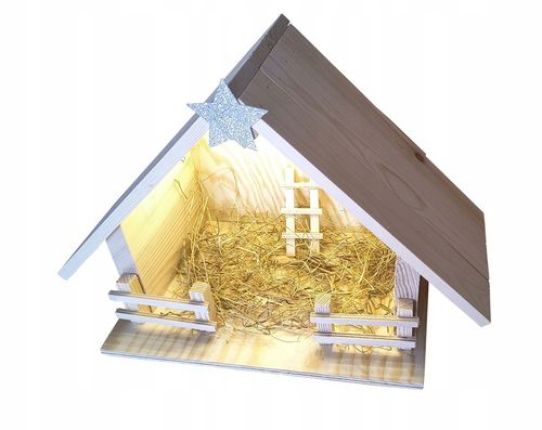 Szopka Bożonarodzeniowa drewniana stajenka oświetlenie led na Arena.pl