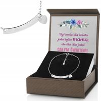 Bransoletka SREBRNA z imieniem UPOMINEK prezent dla mamy DZIEŃ MATKI GRAWER