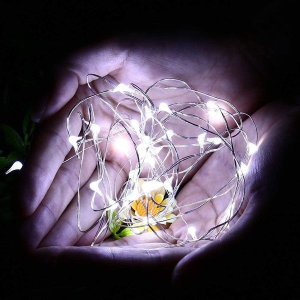 LAMPKI CHOINKOWE Na DRUCIKU 20 LED MIKRO GIRLANDA ZIMNY BIAŁY + baterie zdjęcie 6