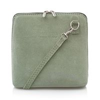 VERA PELLE torebka damska zamszowa listonoszka z paskiem V452 j.zielona