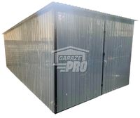 Garaż blaszany 3x7 brama antracyt Dach spad w tył GP193