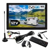 Telewizor turystyczny mobilny TV 14 cali USB HDMI DVBT2 HEVC 230V 12V