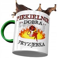 Kubek Zielony Dla Fryzjerki Piekielnie Dobra Z Nadrukiem Ze Zdjęciem