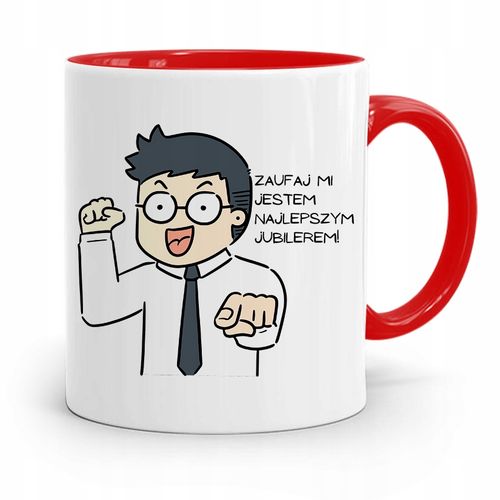 Dla Jubilera Kubek Czerwony Zaufaj Mi Prezent Z Nadrukiem Ze Zdjęciem na Arena.pl